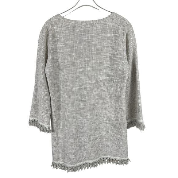 Vintage Sara Campbell Textured Boucle Tunic Top XS Tassel Fringe USA Old Money - Picture 7 of 13